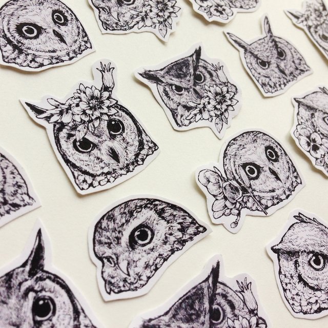 maoo お花フクロウシール